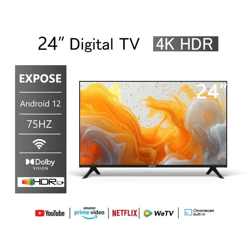 ทีวีดิจิตอล 24 นิ้ว DigitalTV 4K LED โทรทัศน์ ทีวีจอแบน สมาร์ททีวี ระบบ Android