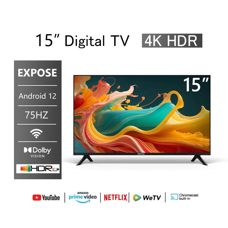 ทีวีดิจิตอล 15 นิ้ว DigitalTV 4K LED โทรทัศน์ ทีวีจอแบน สมาร์ททีวี ระบบ Android