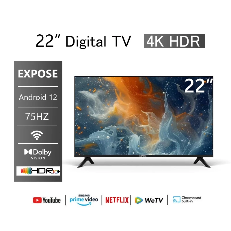 ทีวีดิจิตอล 22 นิ้ว DigitalTV 4K LED โทรทัศน์ ทีวีจอแบน สมาร์ททีวี ระบบ Android